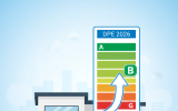 Maison avec étiquette énergie DPE 2026 illustrant la réforme du diagnostic de performance énergétique pour les propriétaires.