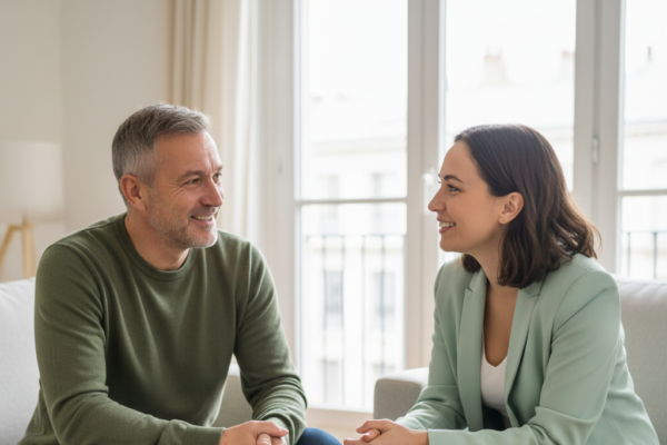 Rencontre entre un propriétaire et une association dans le cadre du dispositif Solibail, illustrant la location solidaire et la garantie des loyers.