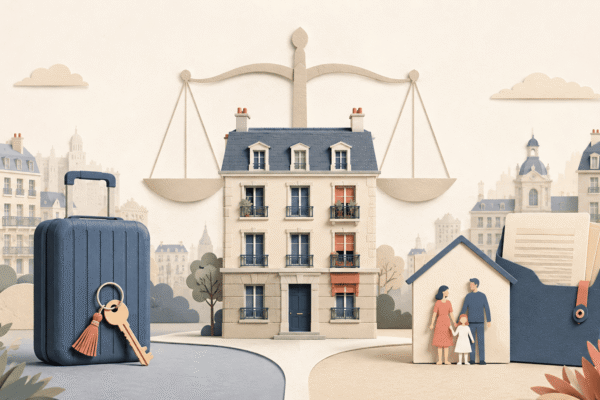 Illustration de la loi Le Meur mettant en balance location touristique et logement permanent.